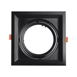 GLOBOSTAR® VITA 77853 Χωνευτή Κινούμενη Βάση για Σποτ AR111 για Ντουί GU10/GU5.3 IP20 - Μαύρο Ματ - Μ18 x Π18 x Υ4.5cm / Q17.5 x 17.5cm