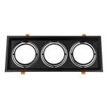 GLOBOSTAR® VITA 77857 Χωνευτή Κινούμενη Βάση για 3 x Σποτ AR111 για Ντουί GU10/GU5.3 IP20 - Μαύρο Ματ - Μ48.7 x Π18 x Υ5.5cm / Q47.5 x 17cm