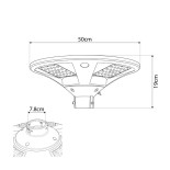 GLOBOSTAR® PARK 90501 Φωτιστικό Κεφαλής Post Top Πλατείας/Πάρκου/Κήπου με Ασύρματο Χειριστήριο LED 20W 800lm 120° με Ενσωματωμένο Φωτοβολταϊκό Panel 6V 20W & Επαναφορτιζόμενη Μπαταρία Li-ion 3.2V 25000mAh με Αισθητήρα Κίνησης-Ημέρας-Νύχτας Αδιάβροχο IP67 