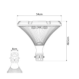 GLOBOSTAR® SQUARE 90503 Φωτιστικό Κεφαλής Post Top Πλατείας/Πάρκου/Κήπου LED 40W 1600lm 120° DC 5V με Ενσωματωμένο Φωτοβολταϊκό Panel 5V 25W & Επαναφορτιζόμενη Μπαταρία Li-ion 3.2V 30000mAh με Αισθητήρα Κίνησης-Ημέρας-Νύχτας Αδιάβροχο IP65 Θερμό Λευκό 270
