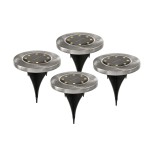 GLOBOSTAR® SOLARPIN 71503 Διακοσμητικό Φωτιστικό Κήπου LED 3W 120lm 60° DC 5V με Φωτοβολταϊκό Panel 5V 0.1W & Επαναφορτιζόμενη Μπαταρία Li-ion 3.2V 600mAh Αδιάβροχο IP65 Θερμό Λευκό 2700K - Πακέτο 4 Τεμαχίων - Μ12 x Π12 x Υ13cm - 2 Χρόνια Εγγύηση