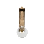 GloboStar® FLYN 00883 Vintage Επιτοίχιο Φωτιστικό Απλίκα Μονόφωτο 1 x E27 IP20 Καφέ Ξύλο με Μπεζ Σχοινί - Μ7 x Π19 x Υ28cm