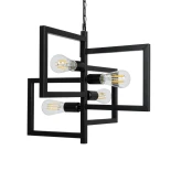 GLOBOSTAR® LOOP 00904 Μοντέρνο Κρεμαστό Φωτιστικό Οροφής με Ντουί 4 x E27 AC 220-240V IP20 - Μαύρο - Μ52 x Π52 x Υ42cm