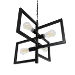 GLOBOSTAR® LOOP 00904 Μοντέρνο Κρεμαστό Φωτιστικό Οροφής με Ντουί 4 x E27 AC 220-240V IP20 - Μαύρο - Μ52 x Π52 x Υ42cm
