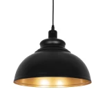 GloboStar® ANDY 01000 Μοντέρνο Κρεμαστό Φωτιστικό Καμπάνα Μονόφωτο 1 x E27 IP20 Μαύρο & Χρυσό Μέταλλο - Μ35 x Π35 x Y28cm