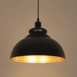 GloboStar® ANDY 01000 Μοντέρνο Κρεμαστό Φωτιστικό Καμπάνα Μονόφωτο 1 x E27 IP20 Μαύρο & Χρυσό Μέταλλο - Μ35 x Π35 x Y28cm
