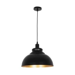 GloboStar® ANDY 01000 Μοντέρνο Κρεμαστό Φωτιστικό Καμπάνα Μονόφωτο 1 x E27 IP20 Μαύρο & Χρυσό Μέταλλο - Μ35 x Π35 x Y28cm