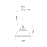 GloboStar® ANDY 01000 Μοντέρνο Κρεμαστό Φωτιστικό Καμπάνα Μονόφωτο 1 x E27 IP20 Μαύρο & Χρυσό Μέταλλο - Μ35 x Π35 x Y28cm