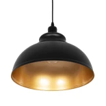 GloboStar® ANDY 01000 Μοντέρνο Κρεμαστό Φωτιστικό Καμπάνα Μονόφωτο 1 x E27 IP20 Μαύρο & Χρυσό Μέταλλο - Μ35 x Π35 x Y28cm