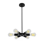 GloboStar® CONFOR 01036 Μοντέρνο Φωτιστικό Οροφης Ανάρτηση Πολύφωτο 6 x E27 IP20 Μαύρο Μέταλλο - Μ24 x Π24 x Υ8cm
