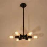 GloboStar® CONFOR 01036 Μοντέρνο Φωτιστικό Οροφης Ανάρτηση Πολύφωτο 6 x E27 IP20 Μαύρο Μέταλλο - Μ24 x Π24 x Υ8cm