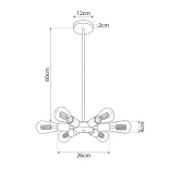 GloboStar® CONFOR 01036 Μοντέρνο Φωτιστικό Οροφης Ανάρτηση Πολύφωτο 6 x E27 IP20 Μαύρο Μέταλλο - Μ24 x Π24 x Υ8cm