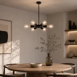 GloboStar® CONFOR 01036 Μοντέρνο Φωτιστικό Οροφης Ανάρτηση Πολύφωτο 6 x E27 IP20 Μαύρο Μέταλλο - Μ24 x Π24 x Υ8cm