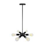 GloboStar® CONFOR 01036 Μοντέρνο Φωτιστικό Οροφης Ανάρτηση Πολύφωτο 6 x E27 IP20 Μαύρο Μέταλλο - Μ24 x Π24 x Υ8cm