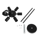 GloboStar® CONFOR 01036 Μοντέρνο Φωτιστικό Οροφης Ανάρτηση Πολύφωτο 6 x E27 IP20 Μαύρο Μέταλλο - Μ24 x Π24 x Υ8cm