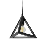 GloboStar® TRIANGLE 01063 Μοντέρνο Κρεμαστό Φωτιστικό Γεωμετρικό Σχήμα Μονόφωτο 1 x E27 IP20 Μαύρο Μέταλλο - Μ25 x Π25 x Y21cm
