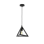 GloboStar® TRIANGLE 01063 Μοντέρνο Κρεμαστό Φωτιστικό Γεωμετρικό Σχήμα Μονόφωτο 1 x E27 IP20 Μαύρο Μέταλλο - Μ25 x Π25 x Y21cm