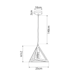 GloboStar® TRIANGLE 01063 Μοντέρνο Κρεμαστό Φωτιστικό Γεωμετρικό Σχήμα Μονόφωτο 1 x E27 IP20 Μαύρο Μέταλλο - Μ25 x Π25 x Y21cm