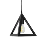 GloboStar® TRIANGLE 01063 Μοντέρνο Κρεμαστό Φωτιστικό Γεωμετρικό Σχήμα Μονόφωτο 1 x E27 IP20 Μαύρο Μέταλλο - Μ25 x Π25 x Y21cm
