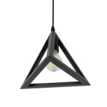 GloboStar® TRIANGLE 01063 Μοντέρνο Κρεμαστό Φωτιστικό Γεωμετρικό Σχήμα Μονόφωτο 1 x E27 IP20 Μαύρο Μέταλλο - Μ25 x Π25 x Y21cm
