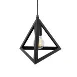 GloboStar® TRIANGLE 01063 Μοντέρνο Κρεμαστό Φωτιστικό Γεωμετρικό Σχήμα Μονόφωτο 1 x E27 IP20 Μαύρο Μέταλλο - Μ25 x Π25 x Y21cm