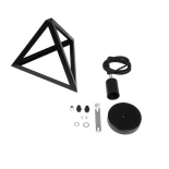 GloboStar® TRIANGLE 01063 Μοντέρνο Κρεμαστό Φωτιστικό Γεωμετρικό Σχήμα Μονόφωτο 1 x E27 IP20 Μαύρο Μέταλλο - Μ25 x Π25 x Y21cm