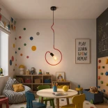 GLOBOSTAR® LIBBY 01095-1 Παιδικό Κρεμαστό Φωτιστικό Οροφής με Ντουί 1 x E27 AC 220-240V IP20 - Κόκκινο - Μ28 x Π28 x Υ16cm