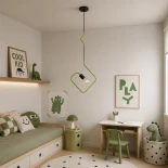 GLOBOSTAR® LIBBY 01096-1 Παιδικό Κρεμαστό Φωτιστικό Οροφής με Ντουί 1 x E27 AC 220-240V IP20 - Πράσινο & Μαύρο - Μ31 x Π31 x Υ16cm