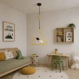 GloboStar® LIBBY 01097-1 Παιδικό Κρεμαστό Φωτιστικό Γεωμετρικό Σχήμα Μονόφωτο 1 x E27 IP20 Κίτρινο Μέταλλο - Μ31 x Π31 x Υ16cm