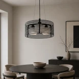 GLOBOSTAR® KEVIA 01150 Μοντέρνο Κρεμαστό Φωτιστικό Οροφής με Ντουί 3 x E27 AC 220-240V IP20 - Μαύρο & Λευκό - Μ40 x Π40 x Υ17.5cm