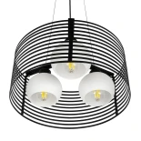 GLOBOSTAR® KEVIA 01150 Μοντέρνο Κρεμαστό Φωτιστικό Οροφής με Ντουί 3 x E27 AC 220-240V IP20 - Μαύρο & Λευκό - Μ40 x Π40 x Υ17.5cm