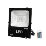 GLOBOSTAR® RGBFLOOD 75602 Προβολέας με IR Ασύρματο Χειριστήριο LED 50W 3250lm 120° AC 220-240V Αδιάβροχο IP66 Πολύχρωμο RGB Dimmable - COB Chip - Μαύρο Ματ - Μ28.5 x Π23.5 x Υ10cm - 2 Χρόνια Εγγύηση