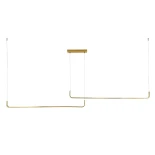kelvo® LINARIA KLV-101-0260 Κρεμαστό Φωτιστικό Οροφής LED 72W 7200lm 180° AC 220-240V IP20 Ρυθμιζόμενο Λευκό CCT με Χειριστήριο από 2700K έως 6000K Dimmable - Lumileds SMD Chip - Σατινέ Χρυσό Βούρτσας - Μ130 x Π4 x Υ25cm - 3 Χρόνια Εγγύηση
