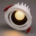 kelvo® LEO KLV-101-0312 Χωνευτό Κινούμενο Φωτιστικό Downlight Σποτ με Honeycomb Anti-Glare Reflector LED 10W 1250lm 38° AC 220-240V IP20 Θερμό Λευκό 2700K - Bridgelux COB Chip & TÜV SÜD Driver - Λευκό & Μαύρο Ματ - Μ8.5 x Π8.5 x Υ6.6cm / Q7.5cm - 5 Χρόνια