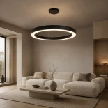kelvo® RA KLV-101-0369 Κρεμαστό Φωτιστικό Οροφής LED 100W 10000lm 120° AC 220-240V IP20 Ρυθμιζόμενο Λευκό CCT με Χειριστήριο από 2700K έως 6000K Dimmable - Lumileds SMD Chip - Μαύρο Ματ - Μ120 x Π120 x Υ8cm - 3 Χρόνια Εγγύηση