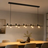 GloboStar® ALFREDA 01242 Μοντέρνο Κρεμαστό Φωτιστικό Ράγα Πολύφωτο 10 x E27 IP20 Μαύρο Μέταλλο - Μ140 x Π18 x Υ7cm