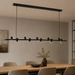 GloboStar® ALFREDA 01242 Μοντέρνο Κρεμαστό Φωτιστικό Ράγα Πολύφωτο 10 x E27 IP20 Μαύρο Μέταλλο - Μ140 x Π18 x Υ7cm