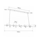GloboStar® ALFREDA 01242 Μοντέρνο Κρεμαστό Φωτιστικό Ράγα Πολύφωτο 10 x E27 IP20 Μαύρο Μέταλλο - Μ140 x Π18 x Υ7cm