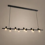 GloboStar® ALFREDA 01242 Μοντέρνο Κρεμαστό Φωτιστικό Ράγα Πολύφωτο 10 x E27 IP20 Μαύρο Μέταλλο - Μ140 x Π18 x Υ7cm