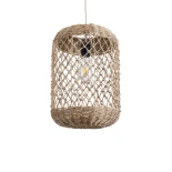 GLOBOSTAR® ECUADOR 02117 Boho Κρεμαστό Φωτιστικό Οροφής με Ντουί 1 x E27 AC 220-240V IP20 - Μπεζ - Μ28 x Π28 x Υ40cm