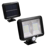 GLOBOSTAR® ZETA 71459 Προβολέας με Ανιχνευτή PIR / Αισθητήρα Κίνησης LED 20W 600lm 120° DC 5V με Φωτοβολταϊκό Panel 5V 1W & Επαναφορτιζόμενη Μπαταρία Li-ion 3.2V 2400mAh Αδιάβροχο IP65 Ψυχρό Λευκό 6000K - Sanan SMD Chip - Μαύρο - Μ15 x Π3.5 x Υ13cm - 2 Χρ