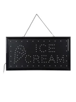 GloboStar® 75691 Φωτιστικό Ταμπέλα LED Ορθογώνια Σήμανσης ICE CREAM με Πρίζα AC 230V Μ48 x Π25 x Υ2cm