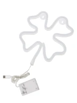 GloboStar® 78572 Φωτιστικό Ταμπέλα Φωτεινή Επιγραφή NEON LED Σήμανσης FOUR LEAF CLOVER 5W με Καλώδιο Τροφοδοσίας USB - Μπαταρίας 3xAAA (Δεν Περιλαμβάνονται) - Πράσινο