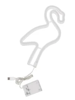 GloboStar® 78573 Φωτιστικό Ταμπέλα Φωτεινή Επιγραφή NEON LED Σήμανσης FLAMINGO 5W με Καλώδιο Τροφοδοσίας USB - Μπαταρίας 3xAAA (Δεν Περιλαμβάνονται) - Ροζ