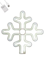 GloboStar® 78581 Φωτιστικό Ταμπέλα Φωτεινή Επιγραφή NEON LED Σήμανσης SNOWFLAKE 5W με Καλώδιο Τροφοδοσίας USB - Μπαταρίας 3xAAA (Δεν Περιλαμβάνονται) - Ψυχρό Λευκό 6000K