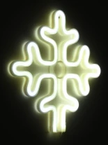 GloboStar® 78581 Φωτιστικό Ταμπέλα Φωτεινή Επιγραφή NEON LED Σήμανσης SNOWFLAKE 5W με Καλώδιο Τροφοδοσίας USB - Μπαταρίας 3xAAA (Δεν Περιλαμβάνονται) - Ψυχρό Λευκό 6000K