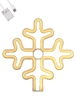 GloboStar® 78582 Φωτιστικό Ταμπέλα Φωτεινή Επιγραφή NEON LED Σήμανσης SNOWFLAKE 5W με Καλώδιο Τροφοδοσίας USB - Μπαταρίας 3xAAA (Δεν Περιλαμβάνονται) - Θερμό Λευκό 2700K