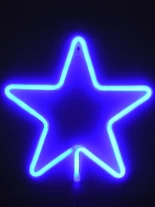 GloboStar® 78583 Φωτιστικό Ταμπέλα Φωτεινή Επιγραφή NEON LED Σήμανσης STAR 5W με Καλώδιο Τροφοδοσίας USB - Μπαταρίας 3xAAA (Δεν Περιλαμβάνονται) - Γαλάζιο