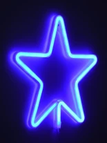 GloboStar® 78583 Φωτιστικό Ταμπέλα Φωτεινή Επιγραφή NEON LED Σήμανσης STAR 5W με Καλώδιο Τροφοδοσίας USB - Μπαταρίας 3xAAA (Δεν Περιλαμβάνονται) - Γαλάζιο