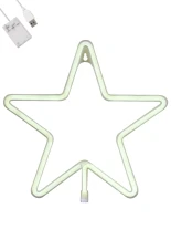 GloboStar® 78584 Φωτιστικό Ταμπέλα Φωτεινή Επιγραφή NEON LED Σήμανσης STAR 5W με Καλώδιο Τροφοδοσίας USB - Μπαταρίας 3xAAA (Δεν Περιλαμβάνονται) - Ψυχρό Λευκό 6000K